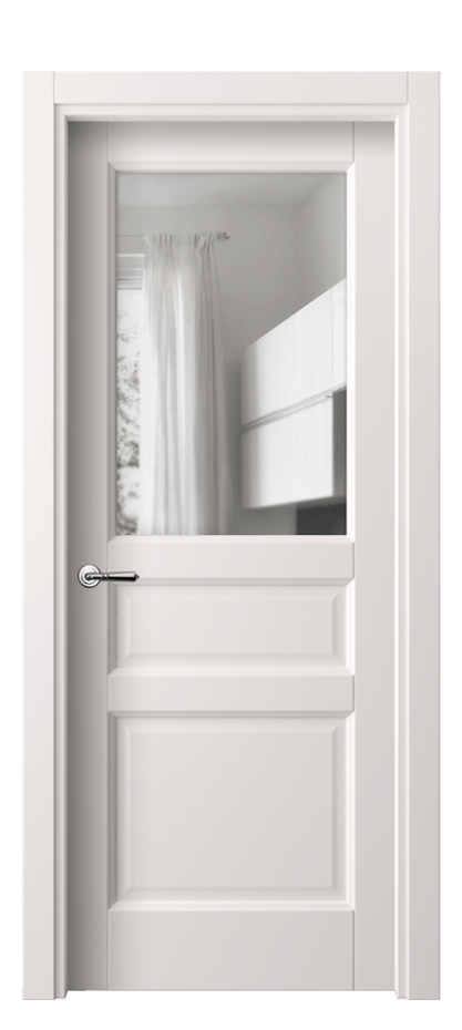 Межкомнатная дверь Galant 1432 ПЭТ кремово-серый Прозрачное стекло Цена 33699 ₽ | Volhovec