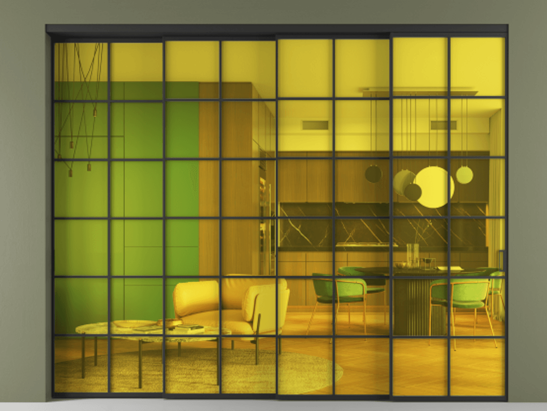 Перегородка Formato внутри проёма 4 створки с синхронным механизмом АЛПР 040.05 Алюминий Черный Прозрачное жёлтое стекло, триплекс. Скрытый короб ЧЕР Цена 465780 ₽ 1. Полотно 4 шт. (800/2100 мм)
2. Комплект установки раздвижной системы
3. Базовый комплект фурнитуры
4. Комплект фурнитуры телескопик синхро-3
5. Ручка RONDO
. Фабрика дверей Волховец 8 (800) 551 43 19 Перегородка Formato внутри проёма 4 створки с синхронным механизмом АЛПР 040.05 Алюминий Черный Прозрачное жёлтое стекло, триплекс Цена 465780 ₽ | Volhovec