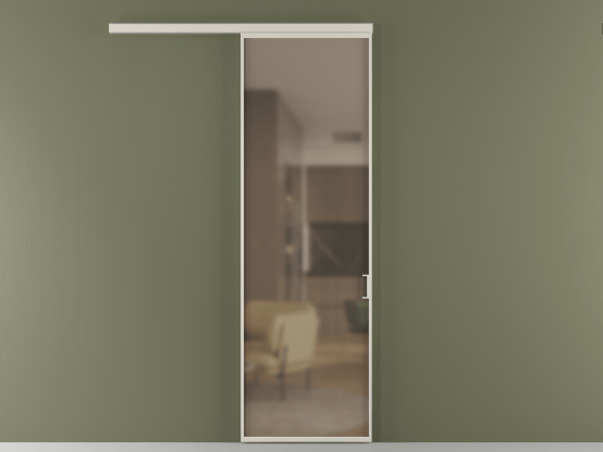 Алюминевая перегородка АЛПР 040.01_АОС_Бронза сатин триплекс_new. Цвет Алюминий облачно-серый. Материал Алюминий в эмали. Коллекция Перегородка Формато вдоль стены 1 створка. Картинка.