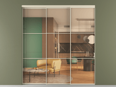 Перегородка Formato внутри проёма 3 створки с синхронным механизмом