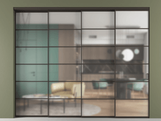 Перегородка Formato внутри проёма 4 створки с синхронным механизмом