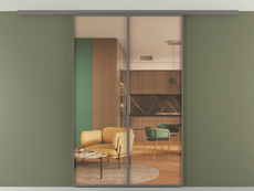 Перегородка Формато вдоль стены на потолок 2 створки